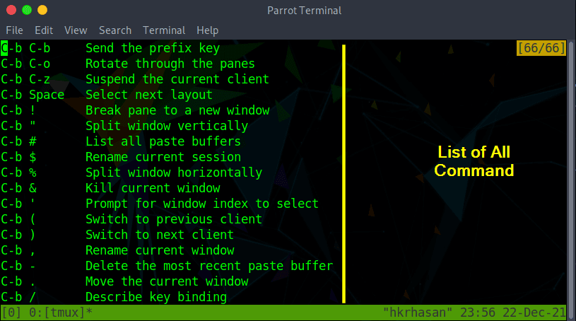 tmux-command-list