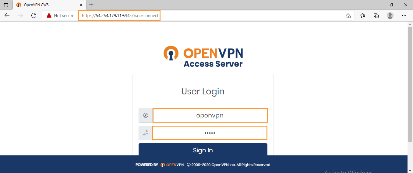 openvpn-client-login-page